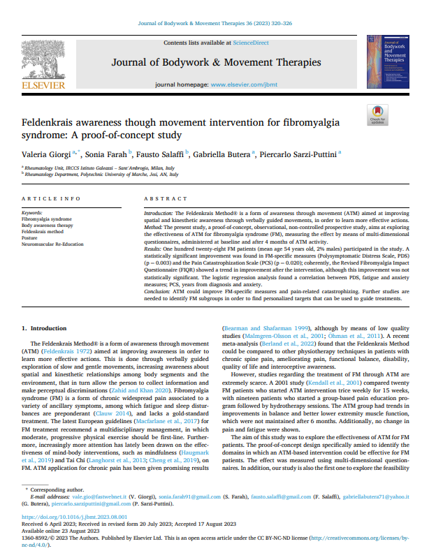 FIBROMIALGIA e Feldenkrais FIBROMIALGIA e Feldenkrais