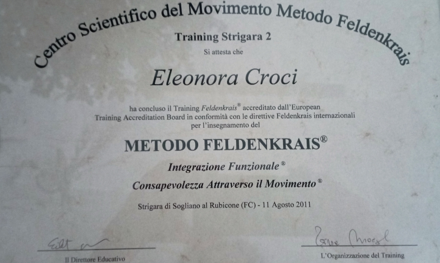 Eleonora Croci insegnante metodo feldenkrais - diploma